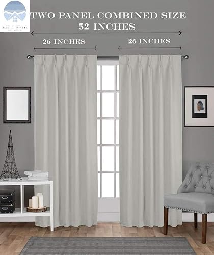 Miniatura 3 de Paneles de cortina de sarga plisada doble para pasillo, comedor, dormitorio (2 paneles de tamaño combinado, turquesa, 52 pulgadas por 63 pulgadas)