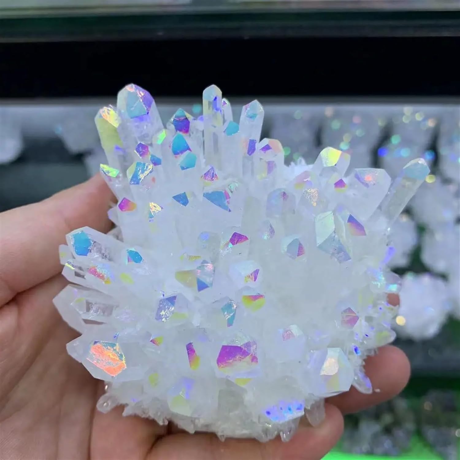 Rainbow Aura Quartz Crystal Cluster Repair Home Decor Stone Gift Home Decor(250-300g)