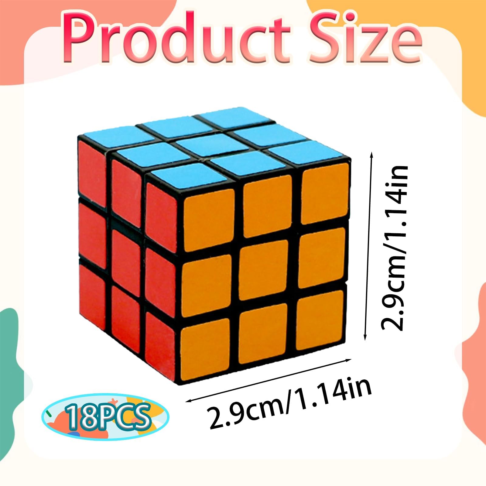 18 Pcs Mini Rubix Cube 3x3 CM, Portable Mini Puzzles For Kids, Adults, Elderly - Educational Toys Gift - Image 2