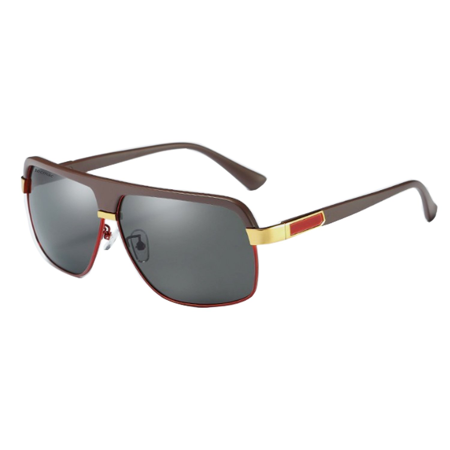TecMac 038 Wayfarer UV400 Polarized Mirror Lens Sunglasses for Unisex Driving, Cycling, Running, Fishing, Baseball, Golf (Red Golden)