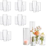 Vista 8 de 5 piezas de jarrones de vidrio Cilindro Jarrones para centros de mesa Pequeños jarrones de flores de vidrio transparentes Jarrones para decoración