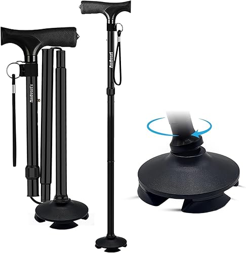 Walking Cane for Men & Women – Foldable, Adjustable, Self-Standing Cane with 360° Pivot Base, Comfortable Grip, Heavy Duty Canes for Women,