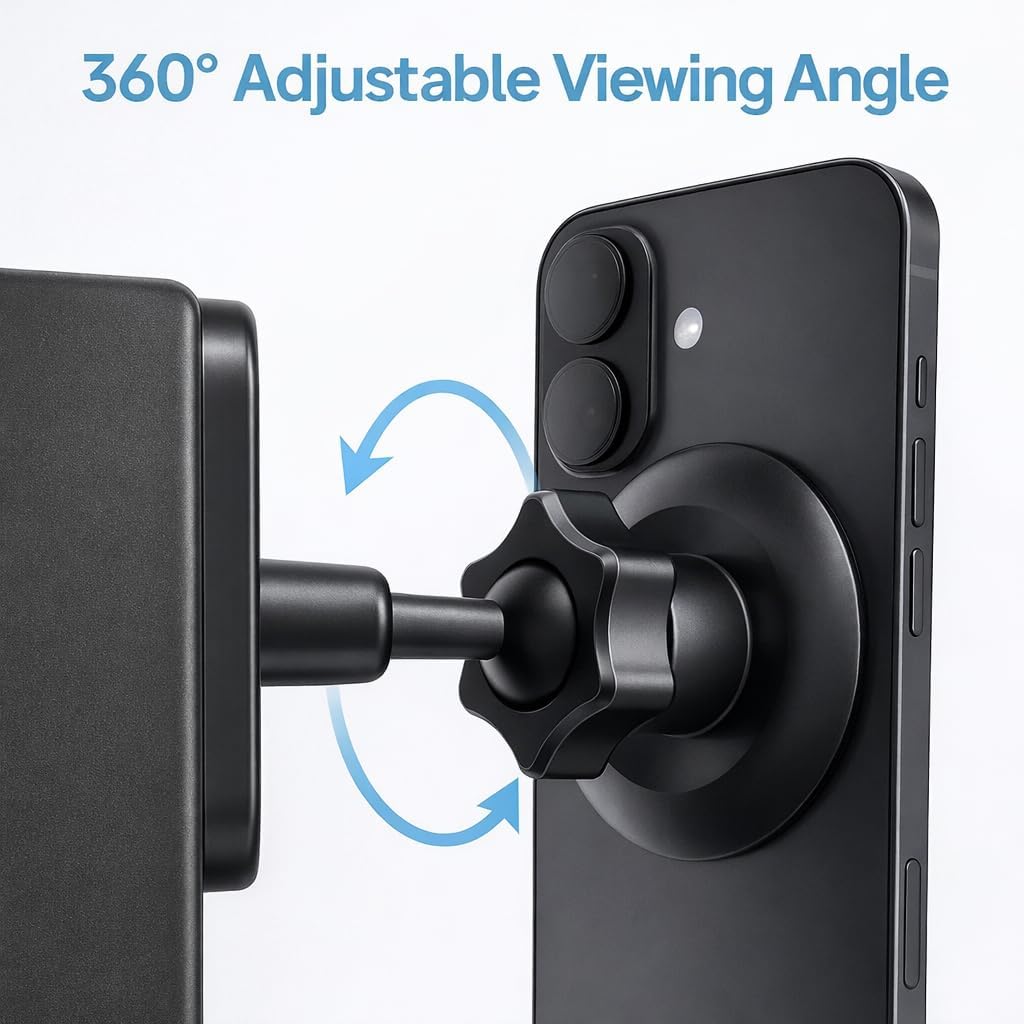 LEPHYON Magnetic Phone Holder for Gym, Ultra Strong Magnet Phone Mount for Exercise Equipment, Compatible with iPhone Samsung All Cell Phones, Adjustable 360° Rotation, No-Slip Workout Accessory - Image 6