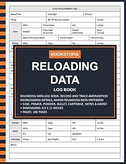 Reloading Data Log Book: Ammo Reloading Data Log Book for Record and Track Ammunition Handloading Details, Reloading Data Notebook