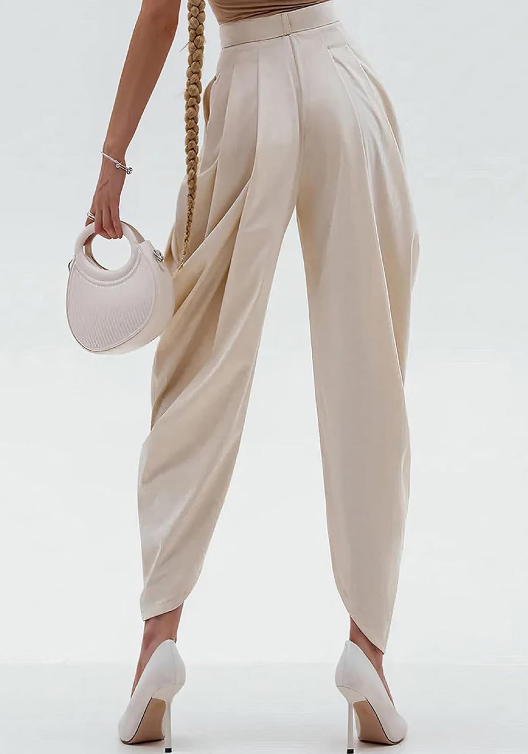 Women's Dress Slacks Pants Casual Baggy Pleated Business Work Pants Wide Leg High Waisted Pants Palazzo Trousers