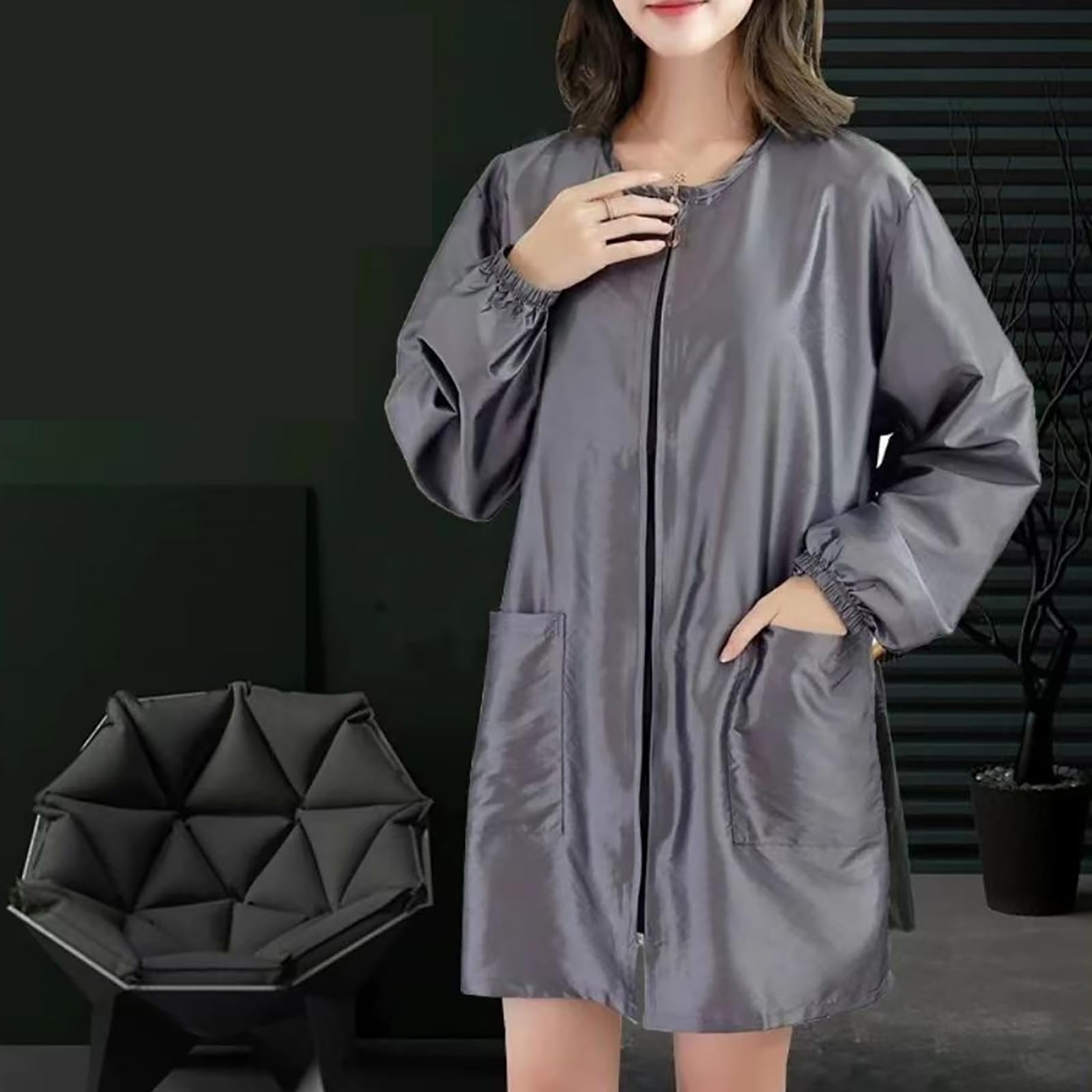 Tablier De Coiffure Anti-poils Manteau Travail À Manches Courtes/longues Avec Poche Pour Salons Et Animaleries Manteau Travail Coiffure Blouse Coiffeur