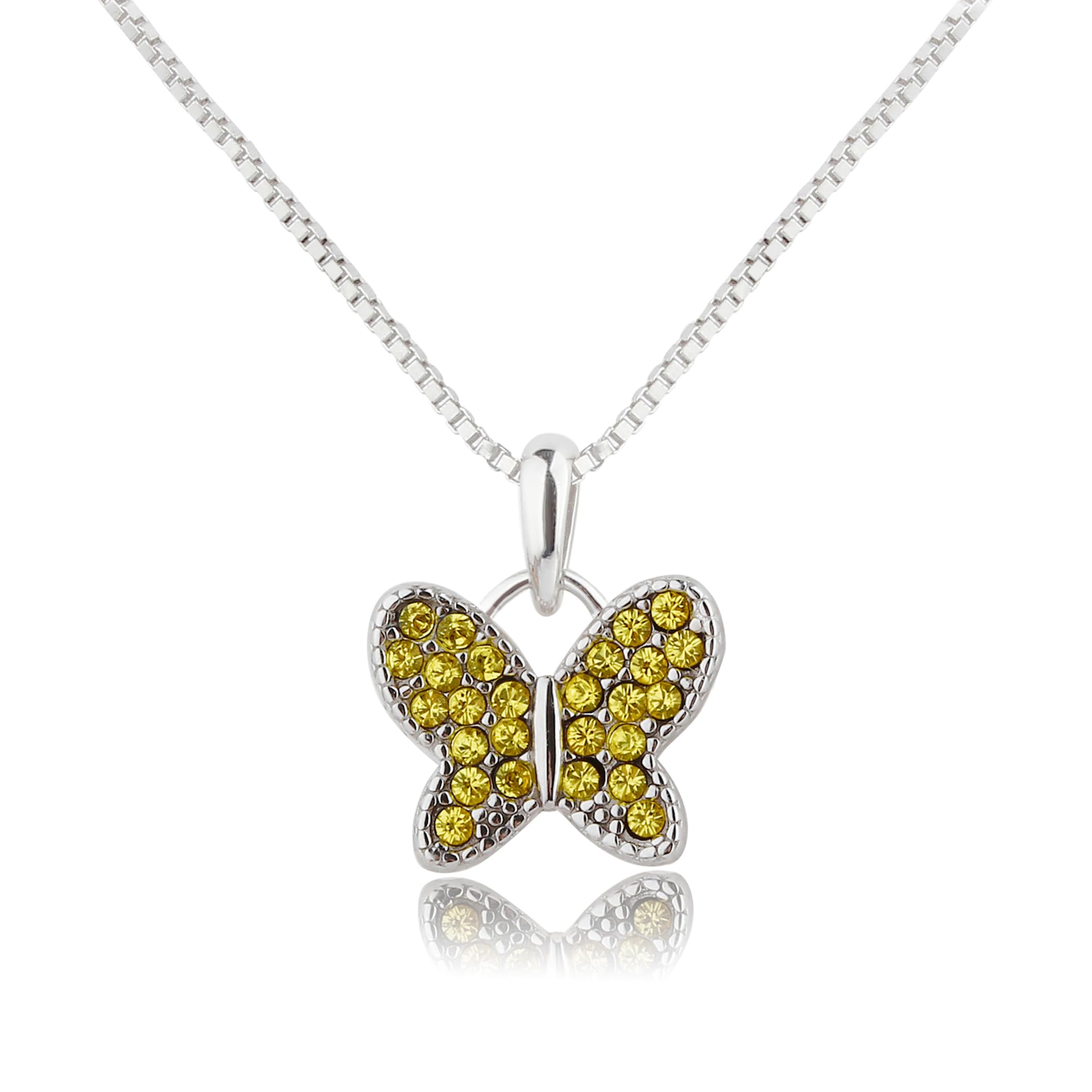 Cherished Moments Girl's .925 Sterling Silver Butterfly CZ Birthstone Necklace for Toddlers, Little Girls, Teens, or Women