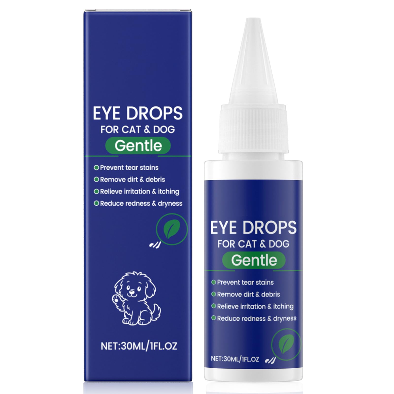 AmiCera Dog Eye Drops, Brightening Eye Drops for Cats Pets,Tear Stain Remover Relieve Eyes Itching, Gentle Soothing Moisturising, Eyes Dryness Treatment, Eye Care Gel for Dog Cat Animal, 30ml