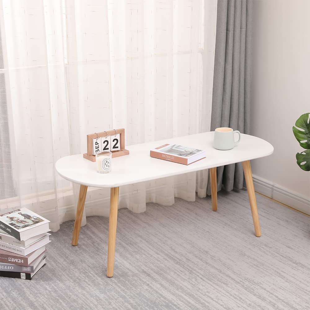 Kedia - Mesa de café de madera, escandinava, mesa de té, mesa auxiliar, mesa baja Gigogne, mesas bajas de salón, oficina, balcón (blanco)
