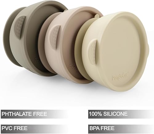 Miniatura 2 de PandaEar Paquete de 3 tazones para bebé con succión, tazón de silicona a prueba de fugas con tapas para bebés, niños pequeños, silicona de grado