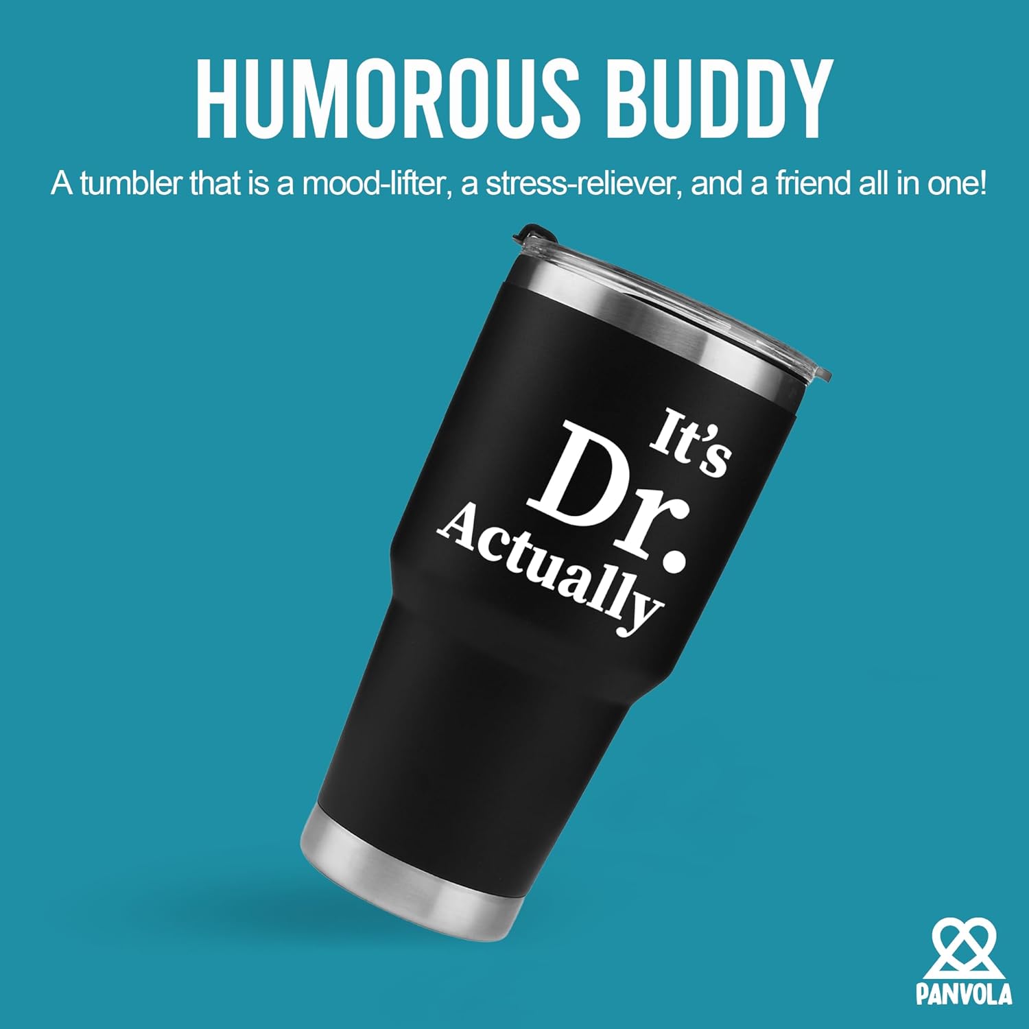 Panvola It's Dr Actually Doctor Graduation Gift New PhD Student Physician Vacuum Insulated Tumbler Stainless Steel Drinkware With Straw Lid (Black, 30 oz) - Image 2