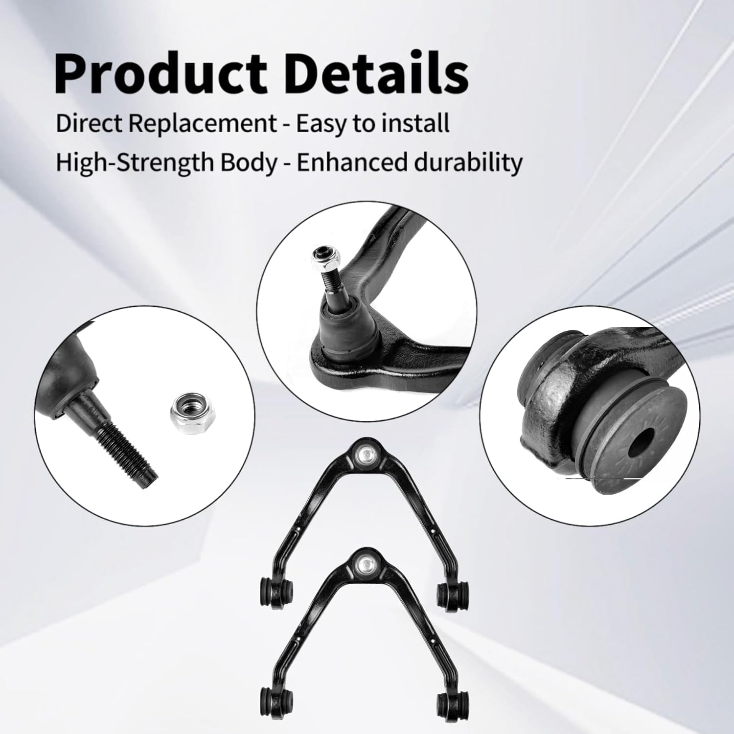 Front Upper Control Arm Fit for Cadillac Escalade Chevrolet Avalanche Express Silverado Suburban Tahoe GMC Savana Sierra Yukon XL 1500 2500 K80942 w/Ball Joint - 2 Set Suspension Kit