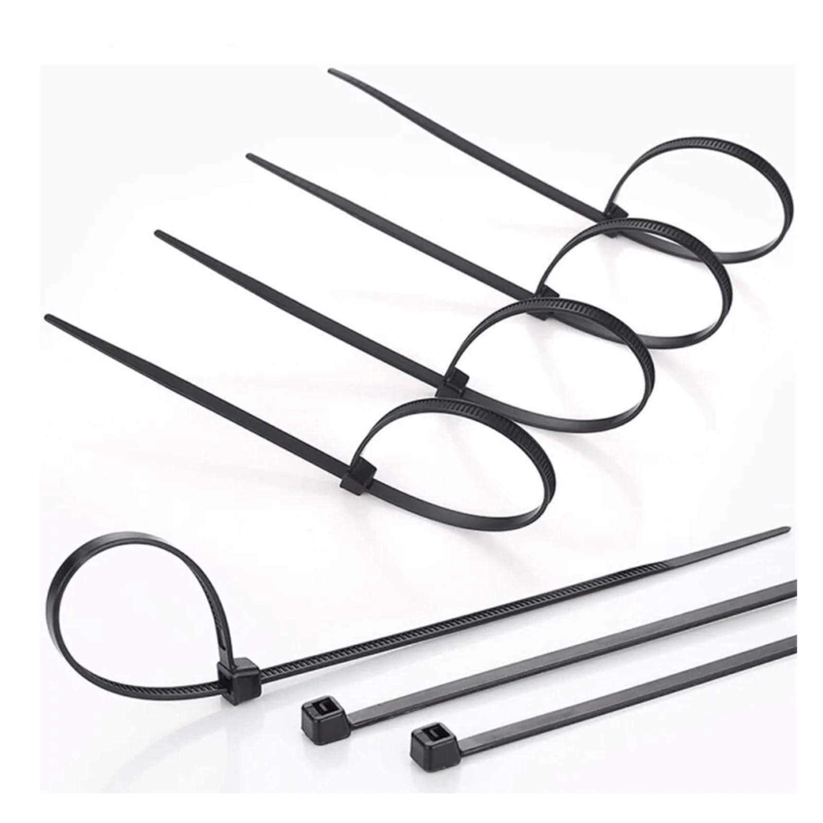 Fascette per cavi in nylon, cavi autobloccanti in plastica a forma di anello, 1,9 × 60, 2,7 × 250 fascette per cavi, fascette di stoccaggio, fascette di fissaggio (neve, 7,6 x 400 mm)