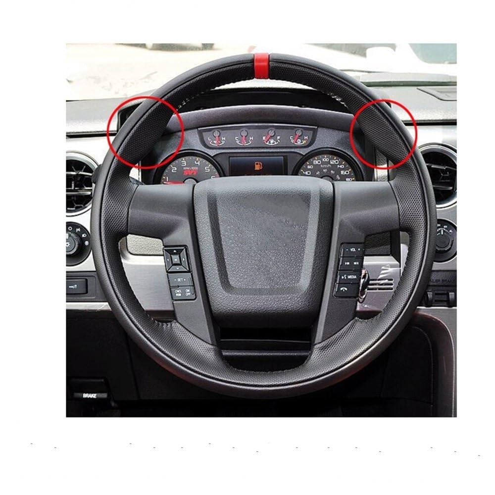 Auto Stuurhoes Voor F150 Voor SVT Voor Raptor 2010 2011 2012 2013 2014 Auto Stuurwiel Braid Cover Antislip Zwart Kunstleer Stuurhoes (Kleur : Gray Thread