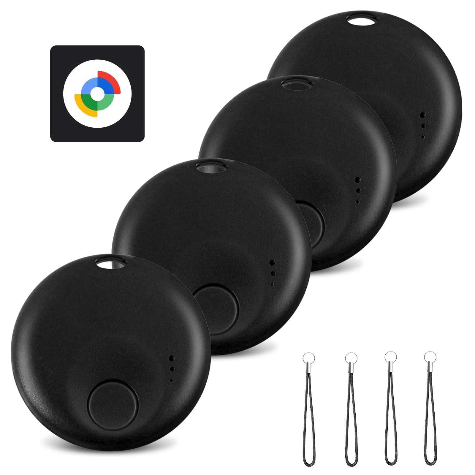 Android Smart Tracker Tag, Localizzatore Android Compatibile “Google Funzioni Trova” (Solo Android), Trova Oggetti e Chiavi/Bagagli/Portafogli/Valigia, Batteria Sostituibile (4 nero)