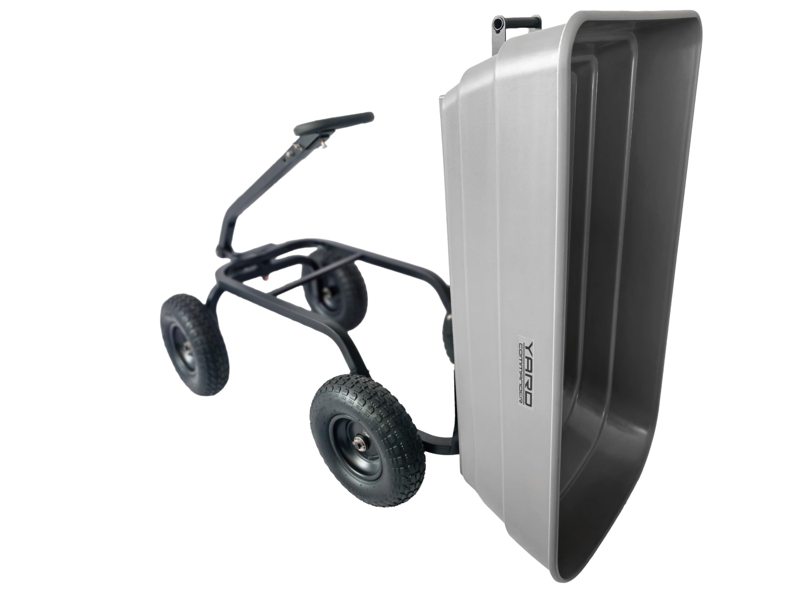 Yard Commander - 453.6 kg Poly Dump Cart, Heavy Duty Holowany Ogród Utility Cart z 6 Cu. Łóżko zrzutowe, 13-calowe pneumatyczne opony terenowe, uchwyt 2 w 1, holowniczy wózek ATV i traktor trawnikowy