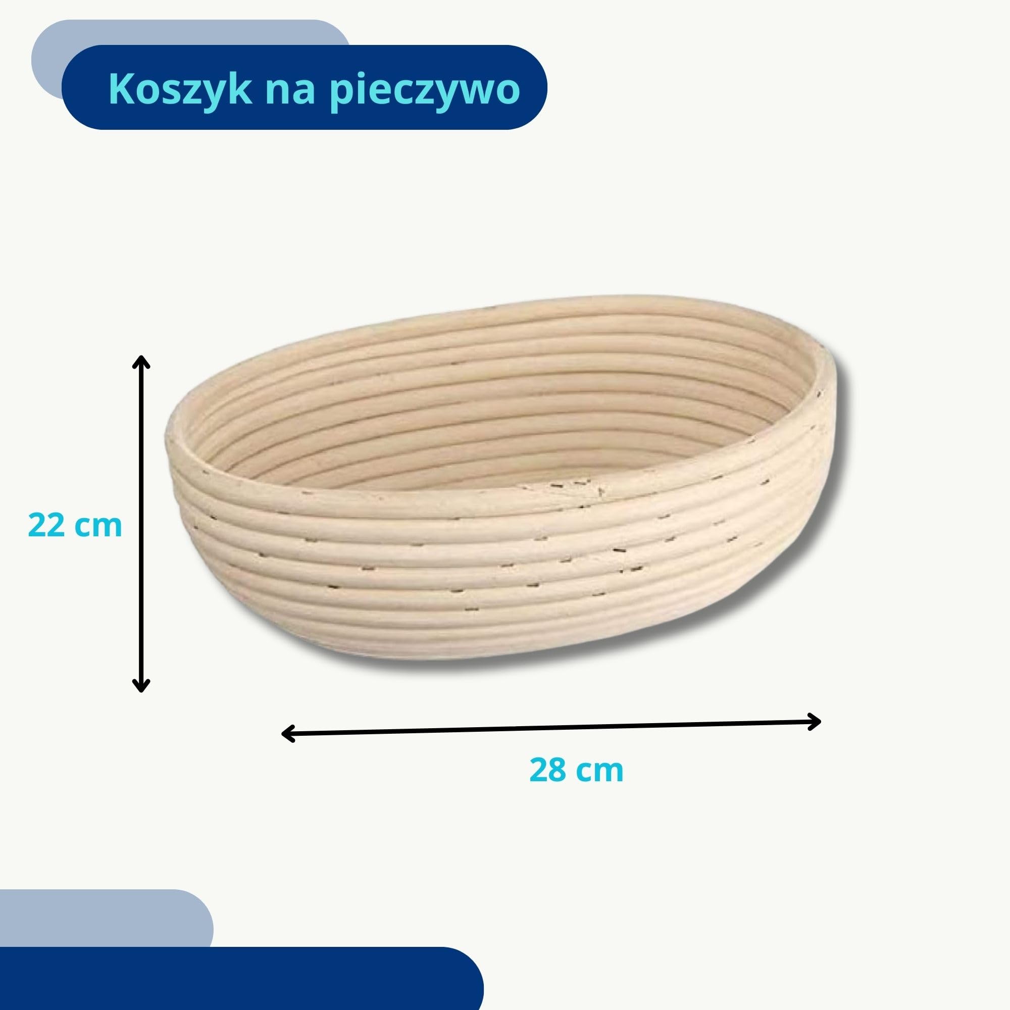 Koszyk rattanowy do wyrastania garowania chleba ciasta na chleb 1,5kg 28x22x9 cm