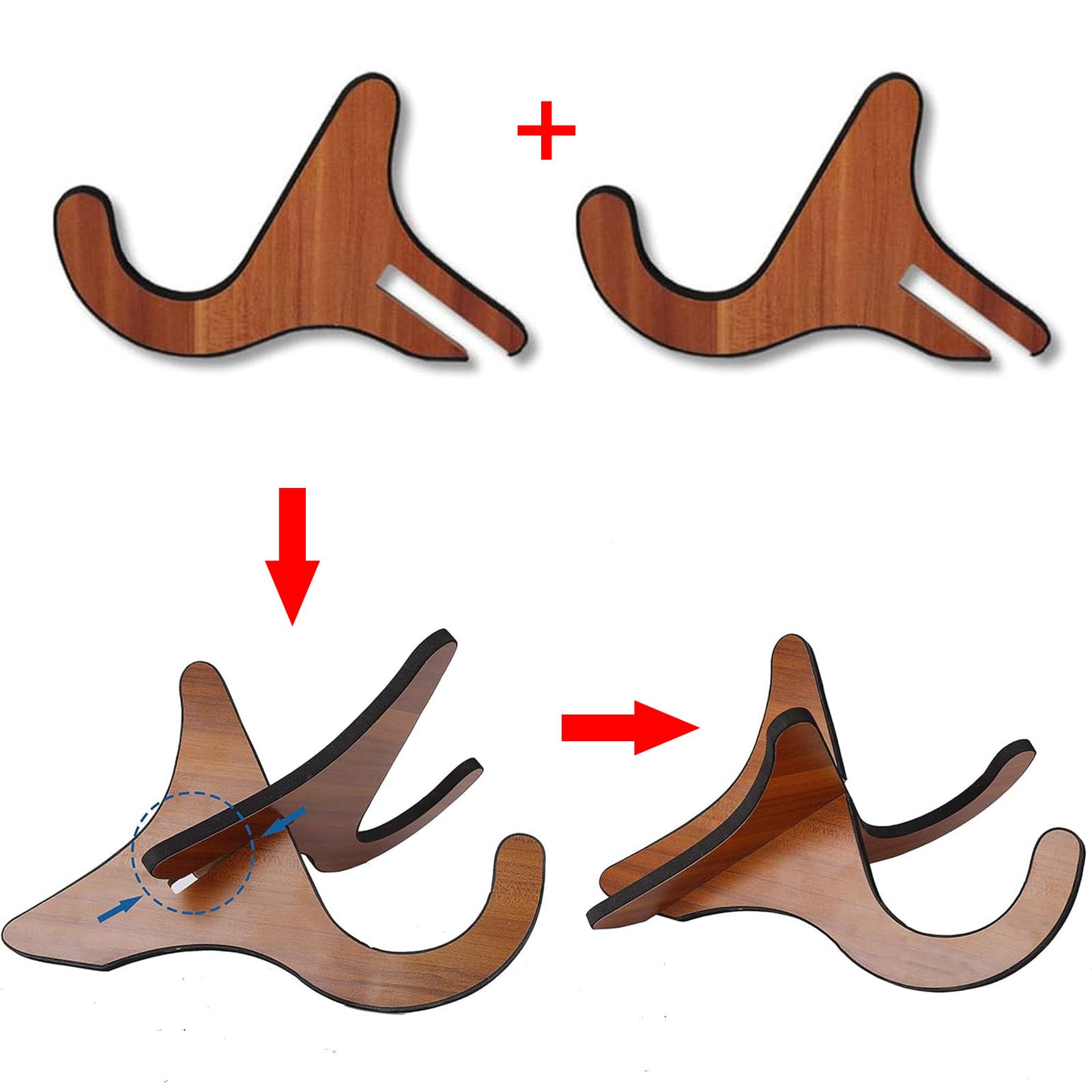 Butyeak Porta Ukulele da Terra con Gomma Morbida, Supporto per Ukulele in Legno, Supporto per Violino, Strumento Staccabile Supporto Ukulele, Supporto per Chitarra Portatile, Supporto Kalimba