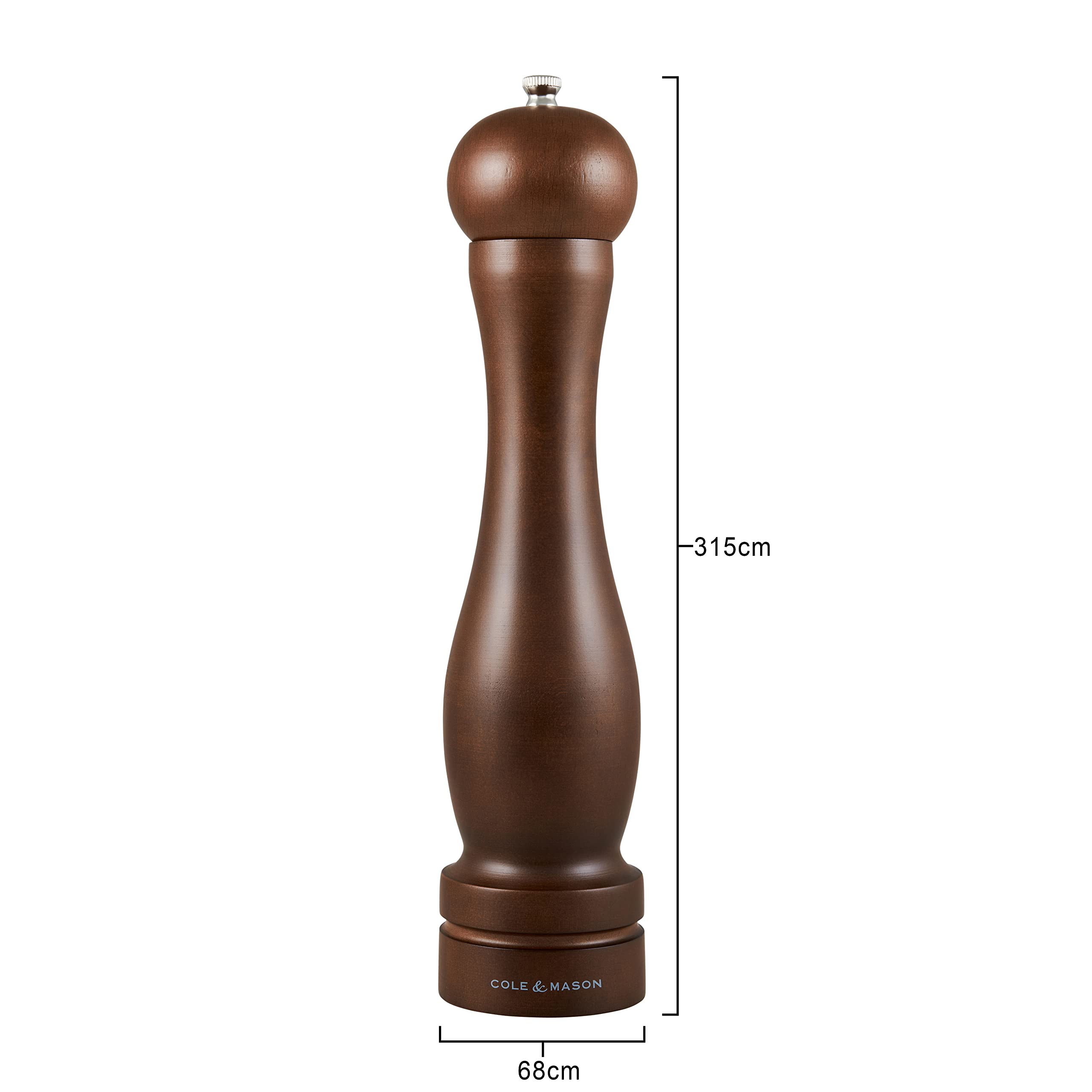 Cole & Mason Forest Capstan Moulin a Poivre, Broyeur de Poivre, Bois Foncé, Mouture Réglable, Bois de Hêtre Teinté, 315mm, Comprend 1 x Moulin, HB1244P