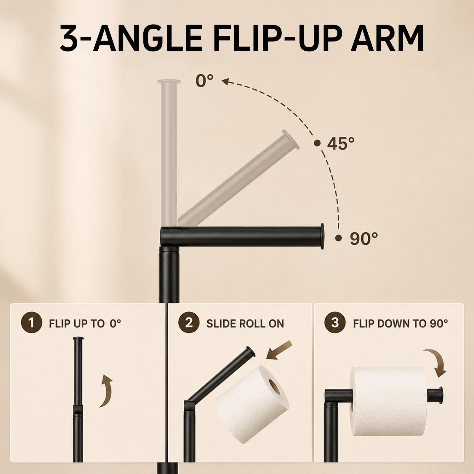 Matte Black Freestanding Toilet Paper Holder Stand, 3.3 lbs Base — Amazon image 2