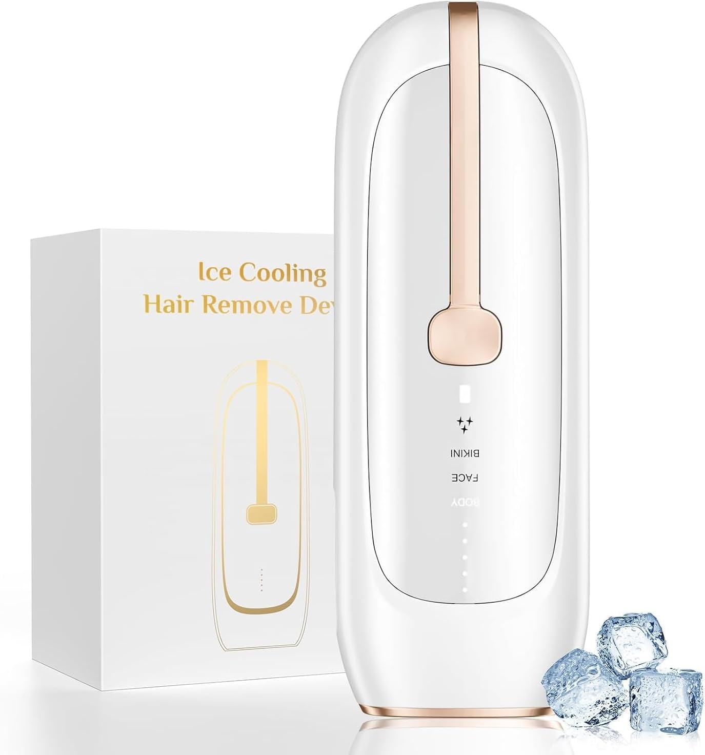 IPL Geräte Haarentfernung mit Saphir-Eis-Kühlung Technologie, 5°C Schmerzfreie Laser Haarentfernung für Damen Herren, 15 Energiestufen, langanhaltende Ergebnisse, für Bikini, Körper, Achseln(Weiß)