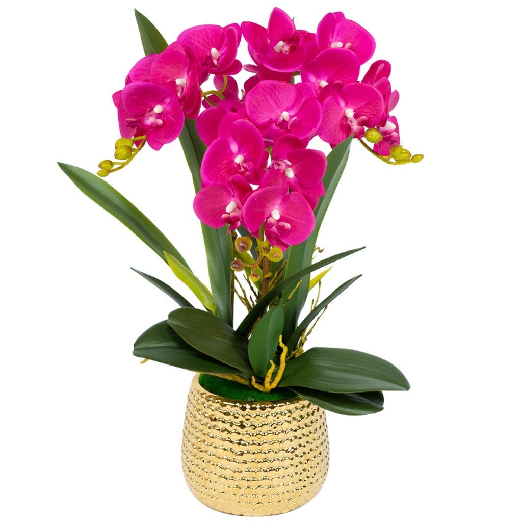 AYCDL Artificial Flower Set, Artificial Flowers Phalaenopsis with Planter Artificial Orchid in Vase Fake Flower for Living Room Beautiful Artificial Flowers and Vases