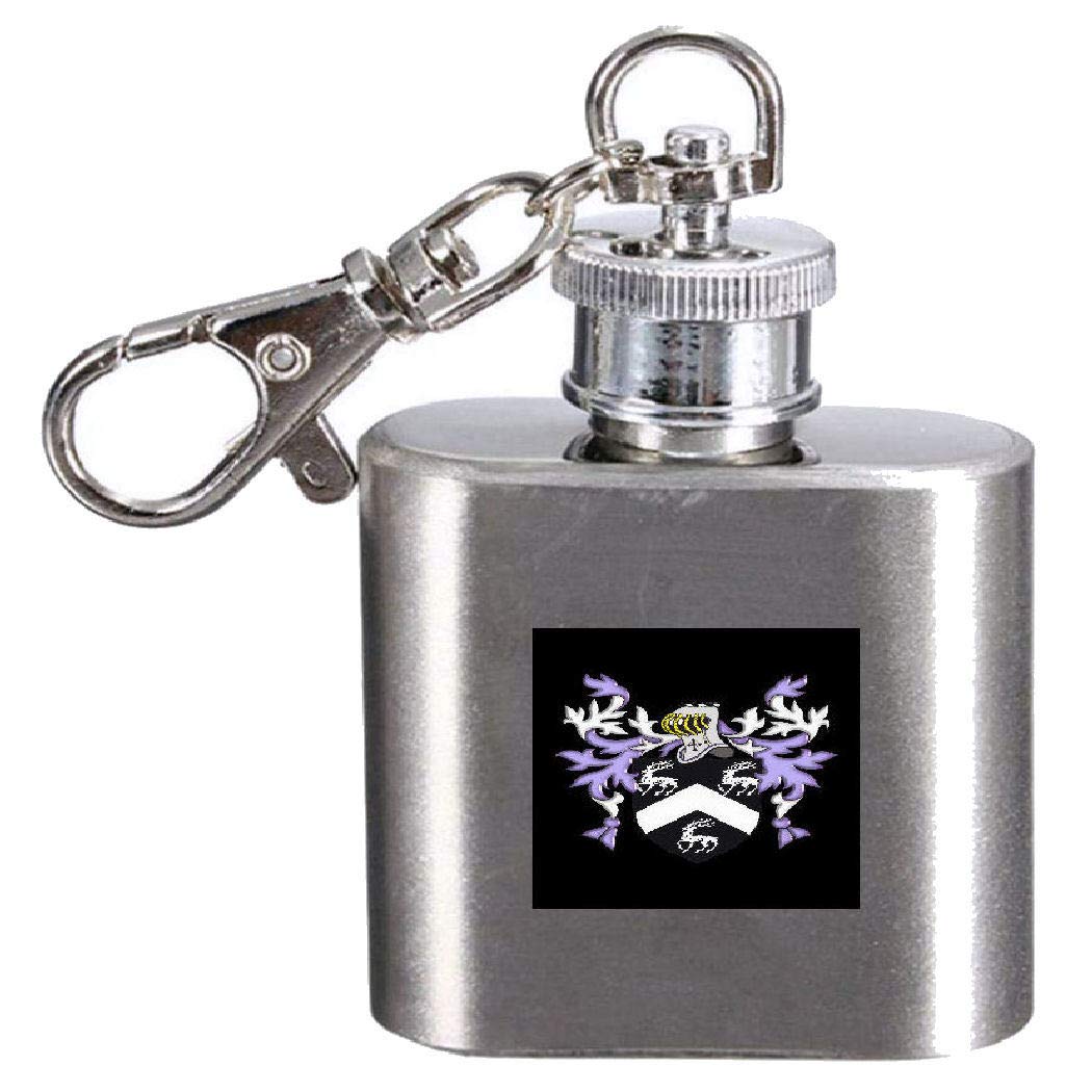 Flasque Buckley avec blason du nom de famille de 28,3 ml en acier pour alcool