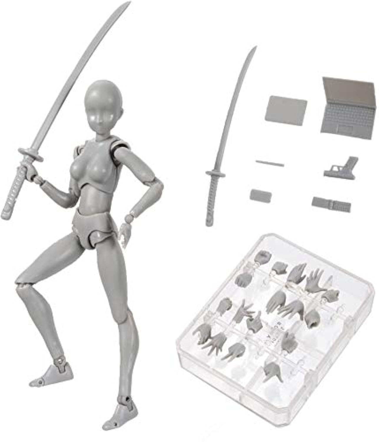 AXXHOTHO Action Figures Body-Kun DX & Body-Chan DX PVC Figure Model Drawing for S H Figuarts with Box for Artists (Grey, Female), OU2-33-1