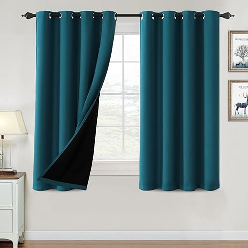 H.VERSAILTEX - Cortinas con 100% de opacidad para dormitorios, salas de estar, con aislamiento completo de luz y calor, con forro negro, set de 2