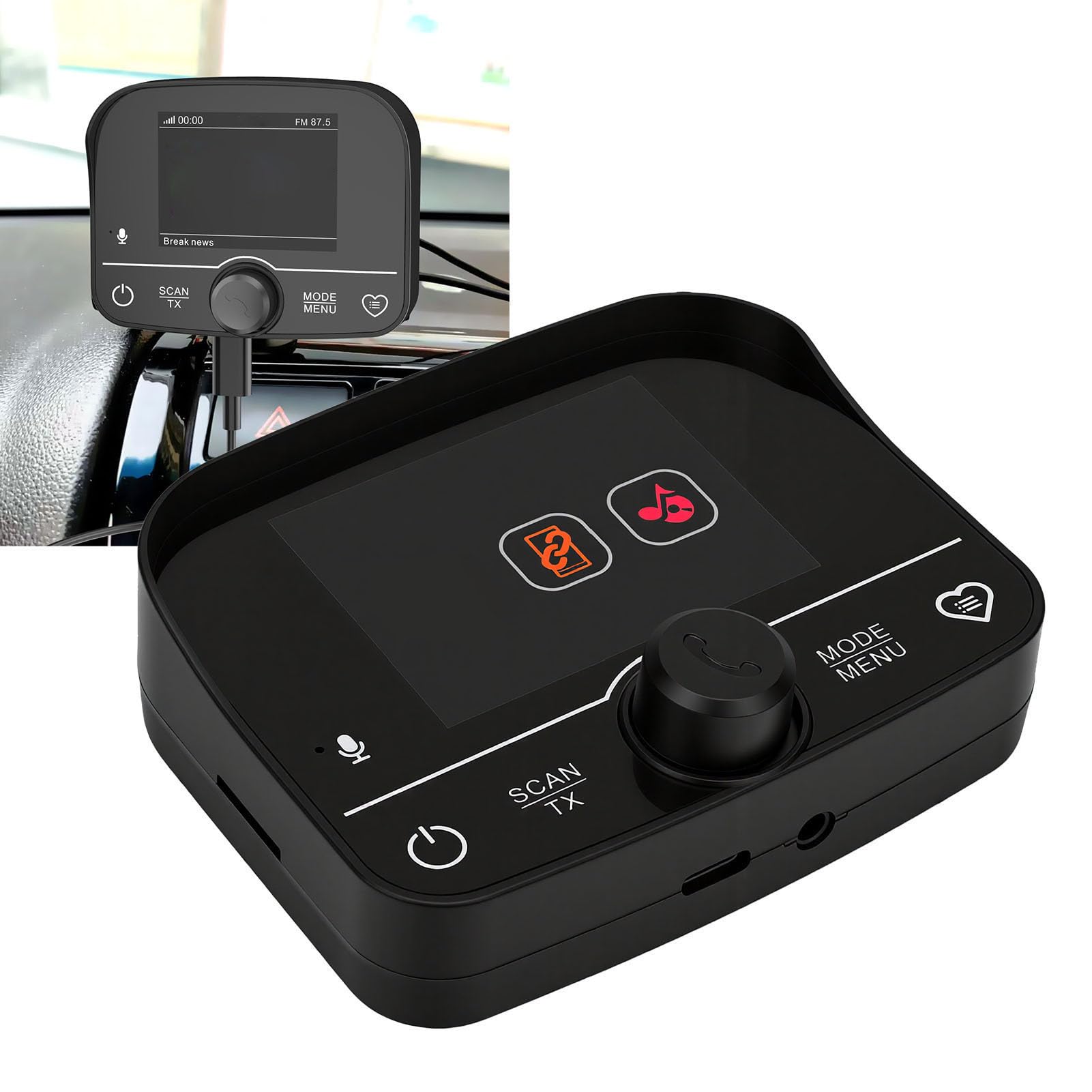 Sxhlseller Receptor de Radio para Coche Dab, Pantalla de 2,4", FM TX