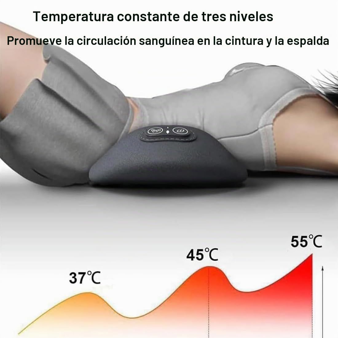 Masaje de Espalda 3 en 1, Masajeador de Espalda Triple Fusion, Levantamiento de Tracción, Masaje de Vibración y Compresa de Calor, Soporte Lumbar Ergonómico