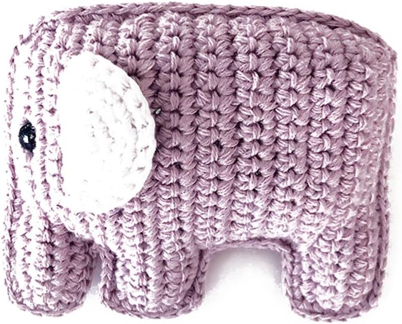 Non Toxic Pink 4-inch cotton yarn organic elephant rattle.
