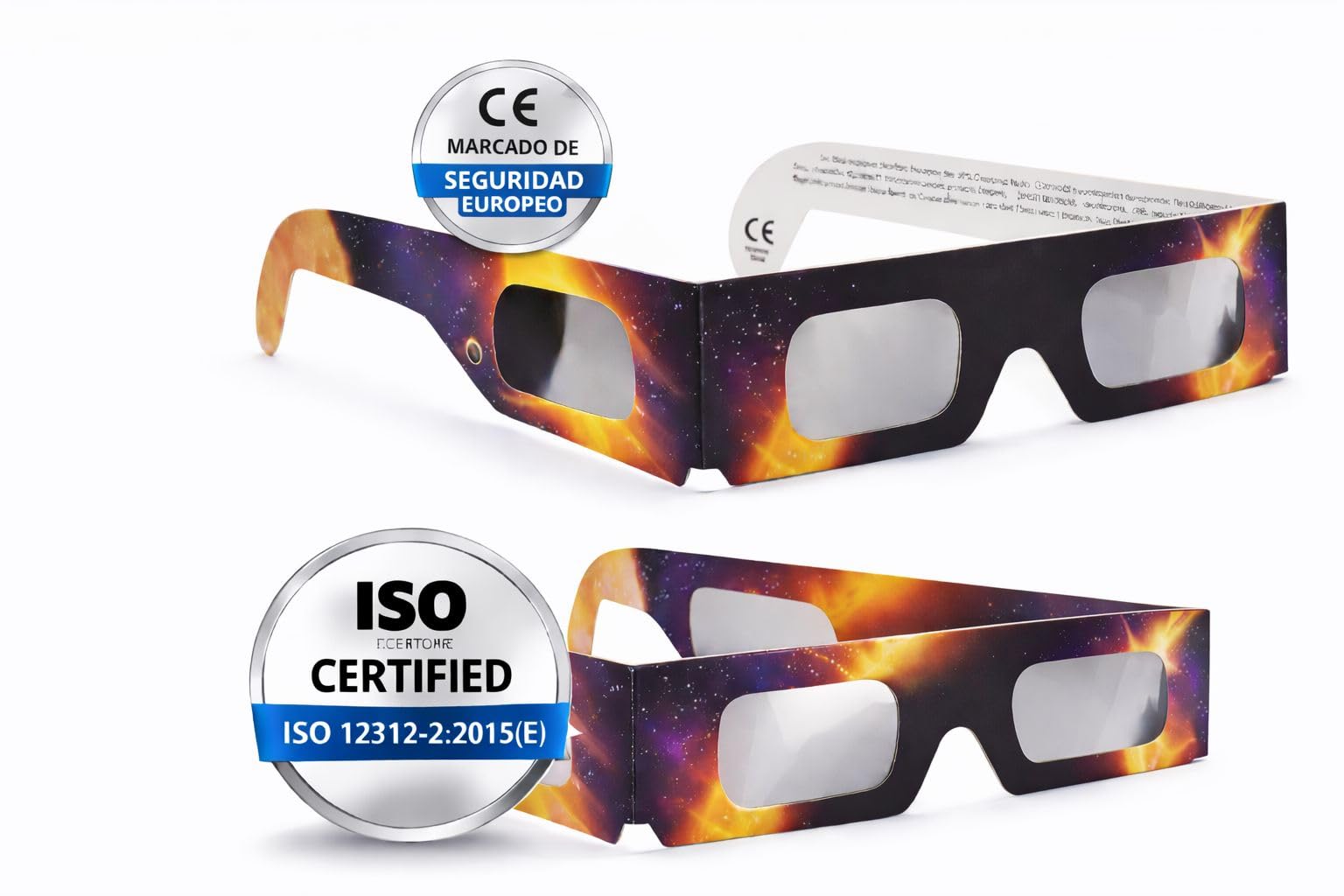 ️ Gafas Eclipse Solar Homologadas ISO 12312‑2 –Pack De 2 Gafas- Gafas Para Ver Eclipse Solar Homologadas con Certificado CE y Protección Total — view 2