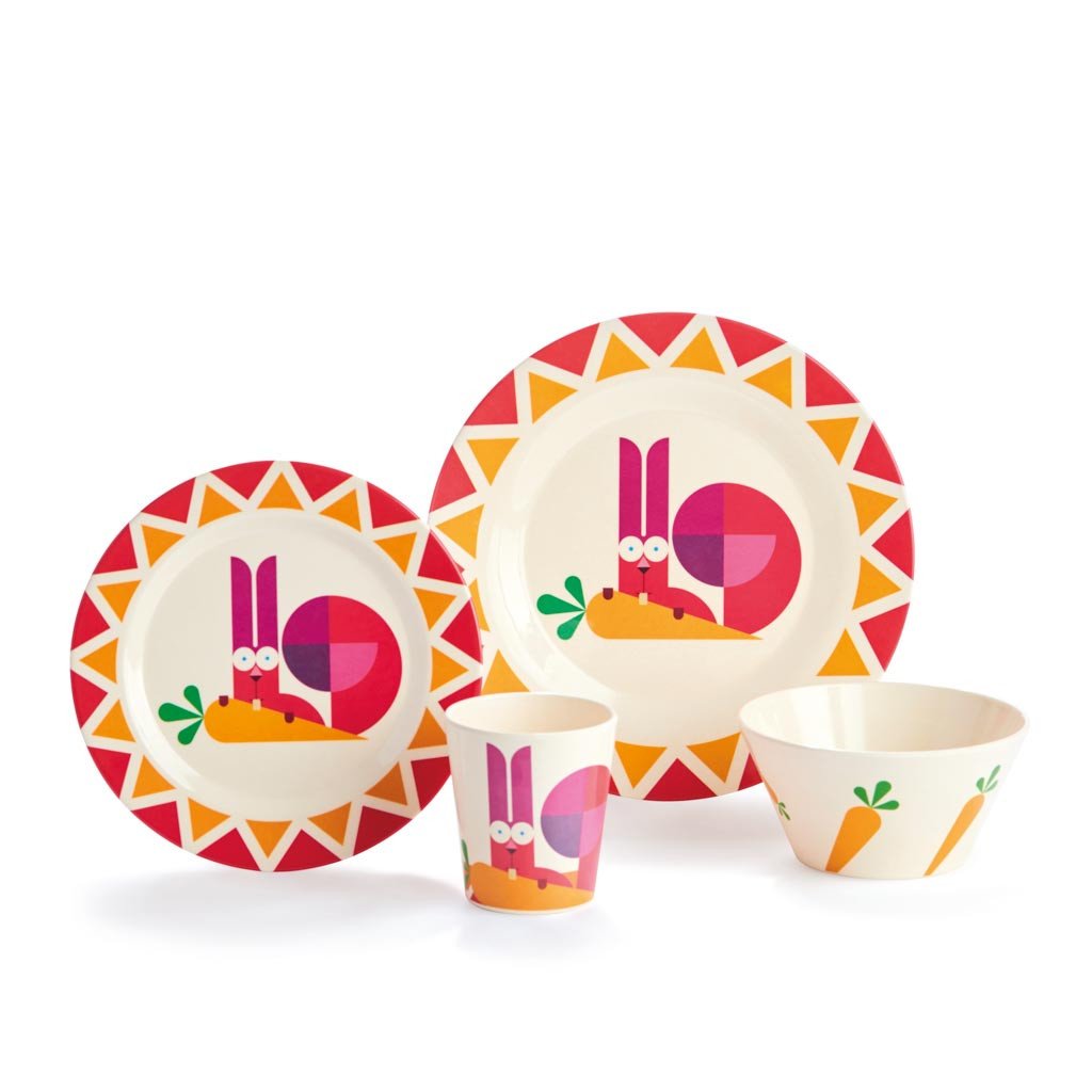Dylan Kendall HomeRabbit 4 Piece Kids Plate Set, Multicolor