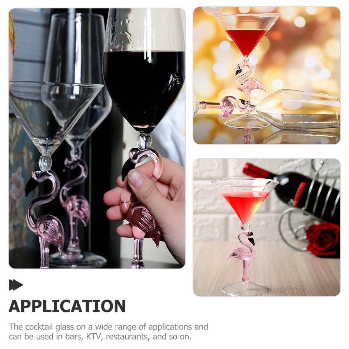 DOITOOL Copas de Vino Rosa Diseño de Flamenco Juego de 2 de Vidrio Resistente al Desgaste de 200 Ml para Fiestas y Restaurantes