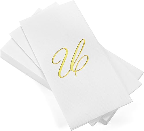 Miniatura 28 de AMERICAN HOMESTEAD - Toallas de mano desechables – Servilletas de invitados con monograma de lámina dorada – Toallas de papel de baño similares al