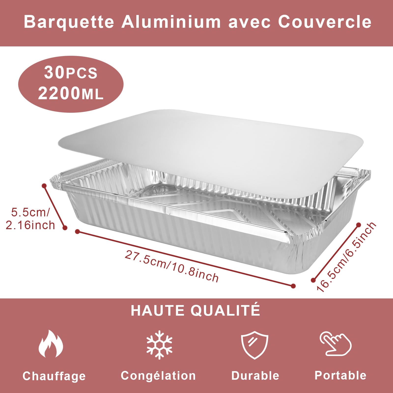 Aluminiumbakje 845 L met deksels - 100 stuks | – Goedkope Disposable
