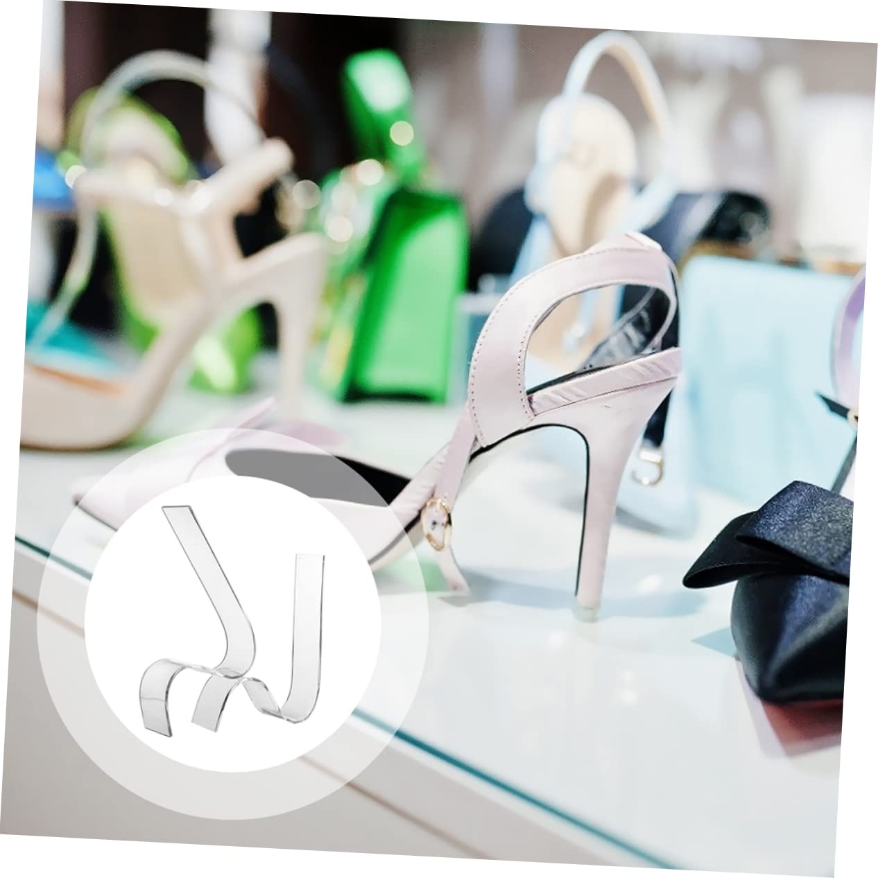 Cabilock Multi-Functional Acrylic Shoe Rack 3 Pack Heeled Sandal Holder Retail Store Display Home Decor Space-efficient