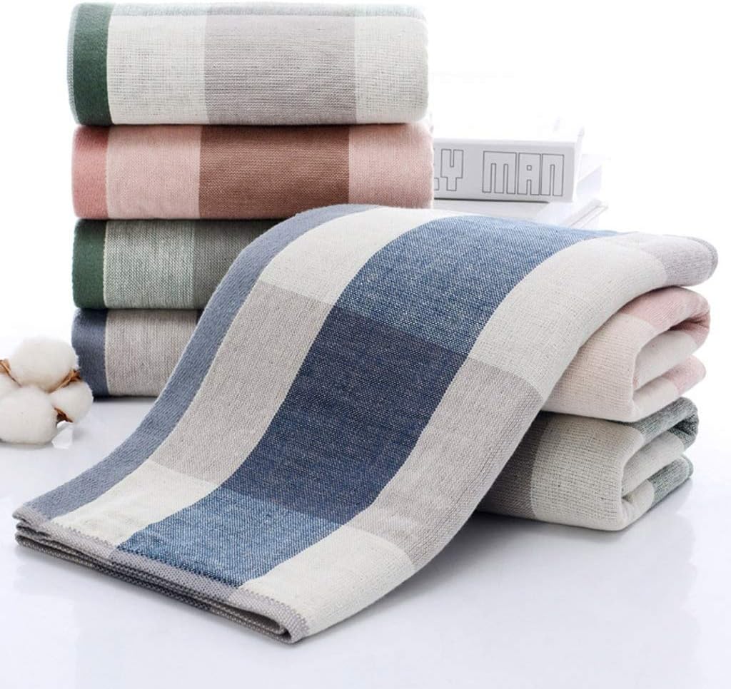 Cotton Soft Absorbent Adult Household Towel Travel Gym Sport Camping Swimming Pool Quick Dry Thicken Lattice Face Towels(Blue)