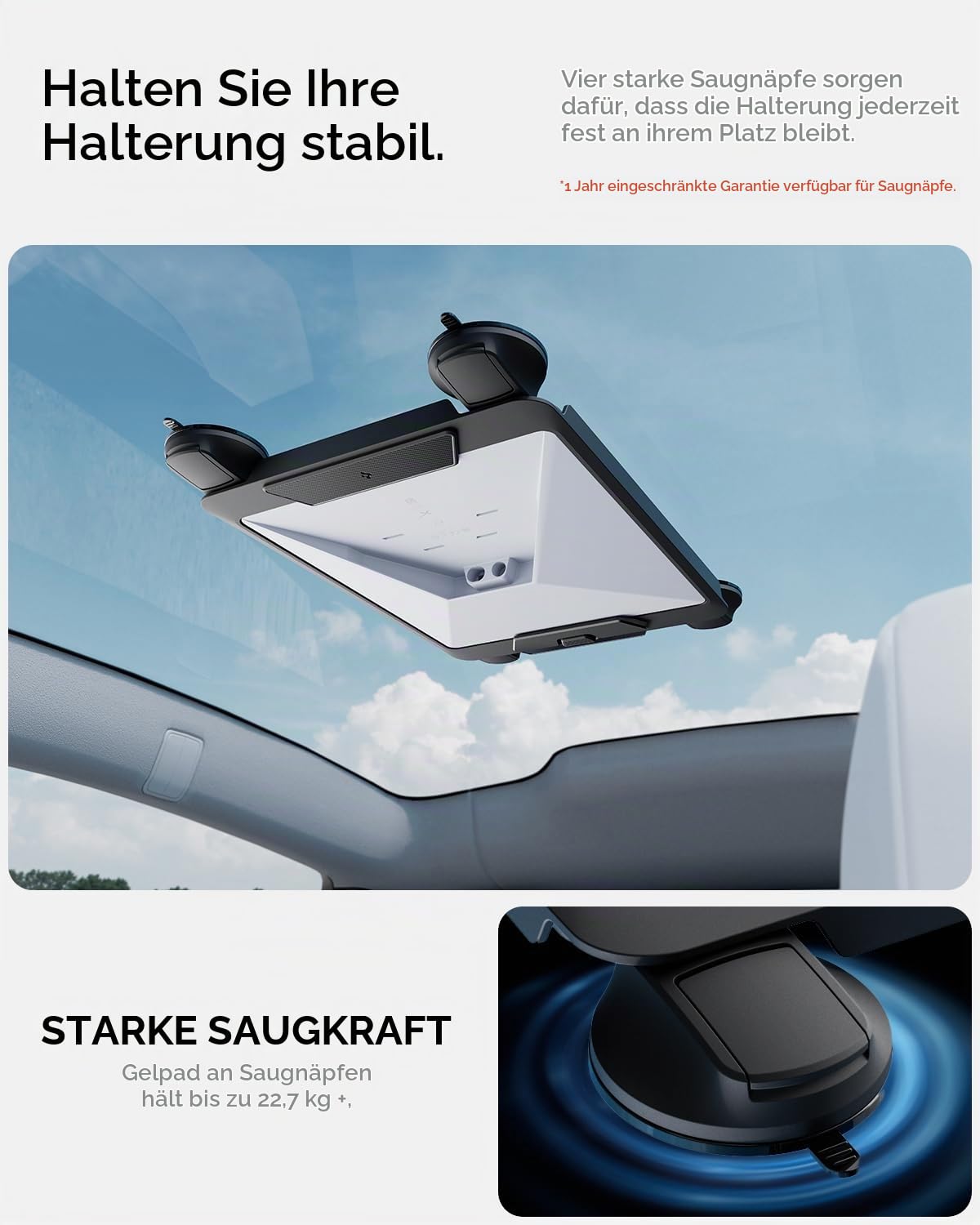 Spigen Starlink Mini Halterung [Starke Haftkraft bis 23 kg] Saugnapfhalterung mit Schnellverschluss-Design, Starlink Autohalterung für Autos, Wohnwagen, Booten, LKWs, Fenster, Glas und Schiebedach