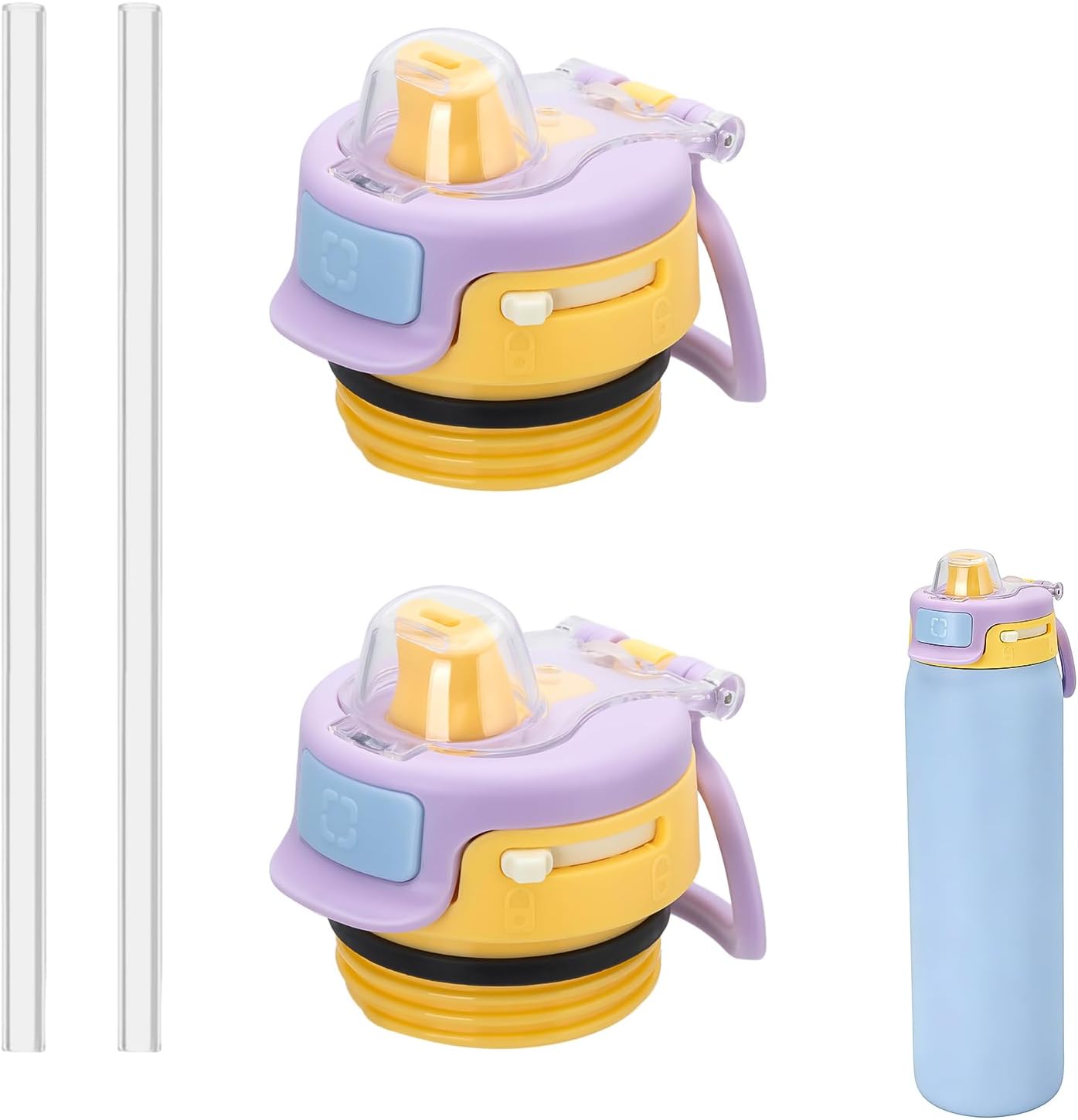 2 PCS Replacement Lid for Ello Pop & Fill Stainless Steel Water Bottle, Compatible with 22oz, 32oz, 40oz, Leak Proof Locking, 2 PCS Spill Proof Lid Accessories Fit, BPA-Free (Purple)