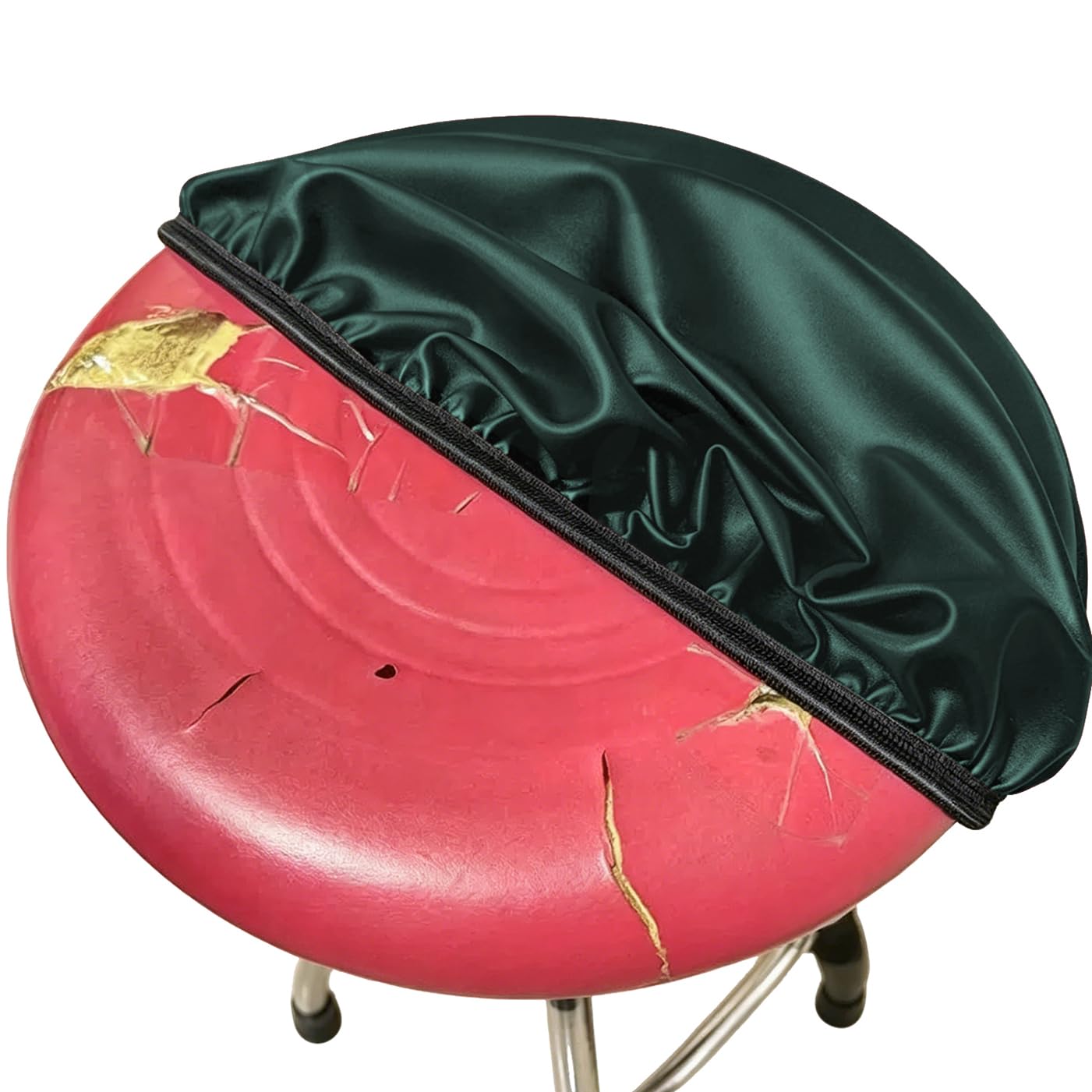 ping bu Waterproof Leather Round Bar Stool Covers,1/2 Pack Renewal Elastic Seat Protector for 30-40cm Stools,Washable Durable Slipcover for Home Cafe Office Kitchen (Green,2PCS:38CM)