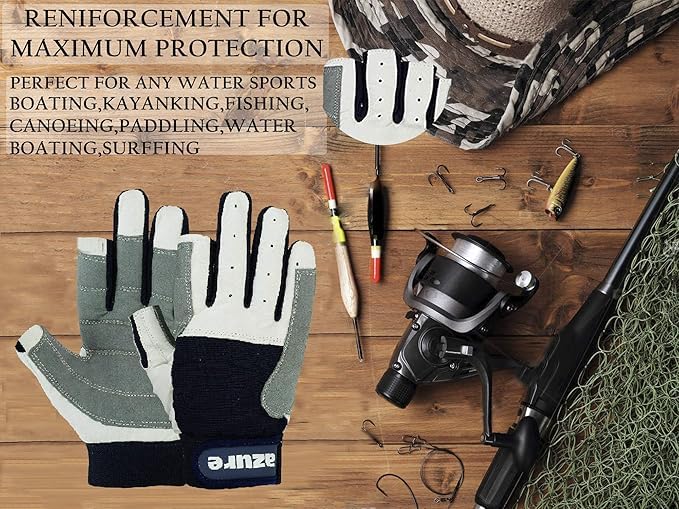 Strong Amara Segelhandschuhe, verstärkte Handfläche, atmungsaktiv, für Bootfahren, Angeln, Kajakfahren, Kanufahren, Skifahren, Reiten, Laufen, Wandern, Indoor-Outdoor, volle Finger, Größe XS, XXL