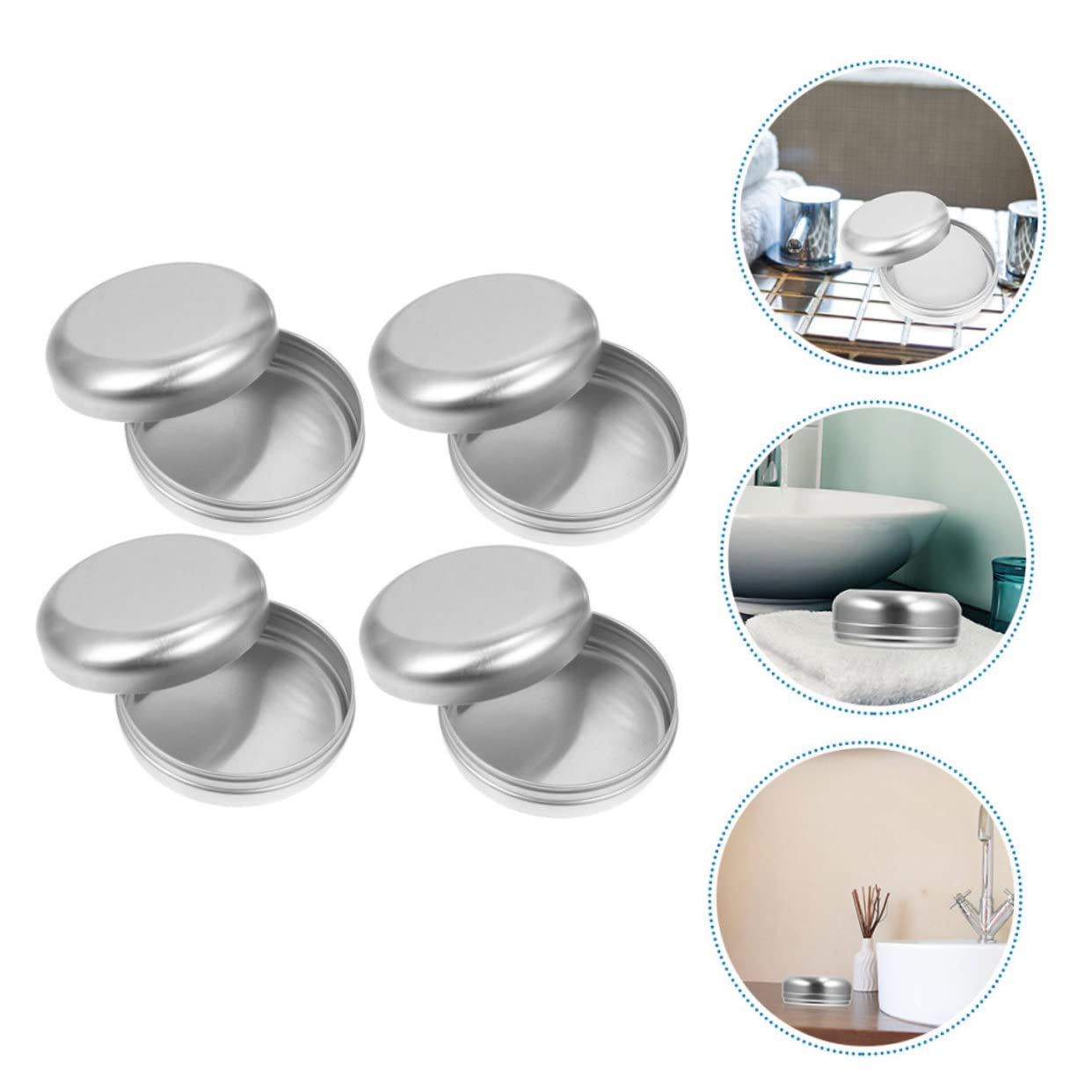 OUNONA 2sets 4pcs Aluminum Soap Cases Multi Function Makeup Earphone Storage Boxes Portable Leak Design for Travel Home Organization 4pcs*2