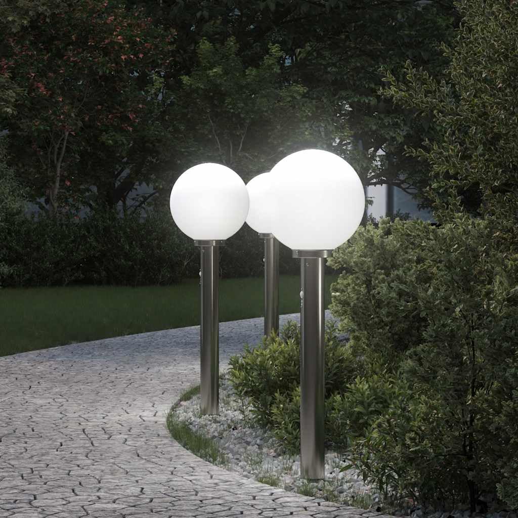 Lampadari con sensore in acciaio inox, 3 pezzi, altezza 80 cm, grado di protezione IP44, per giardino, terrazza, esterno, con diffusore e sensore di movimento per un'illuminazione efficiente e