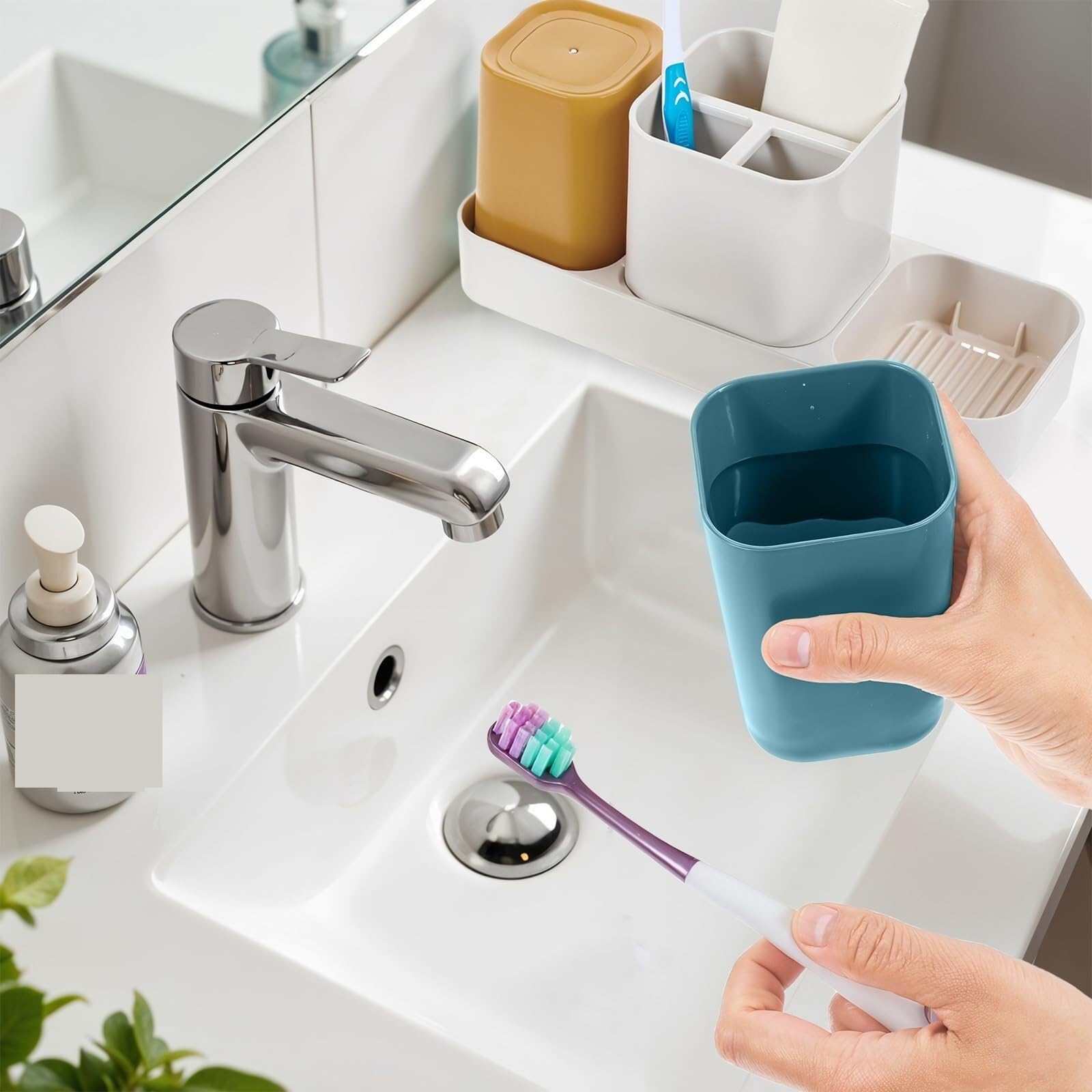 Portacepillos De Dientes para Baño Y Ducha Soporte For Cepillo De Dientes For Organizador Baño, Juego Almacenamiento con 2 Tazas For Pasta