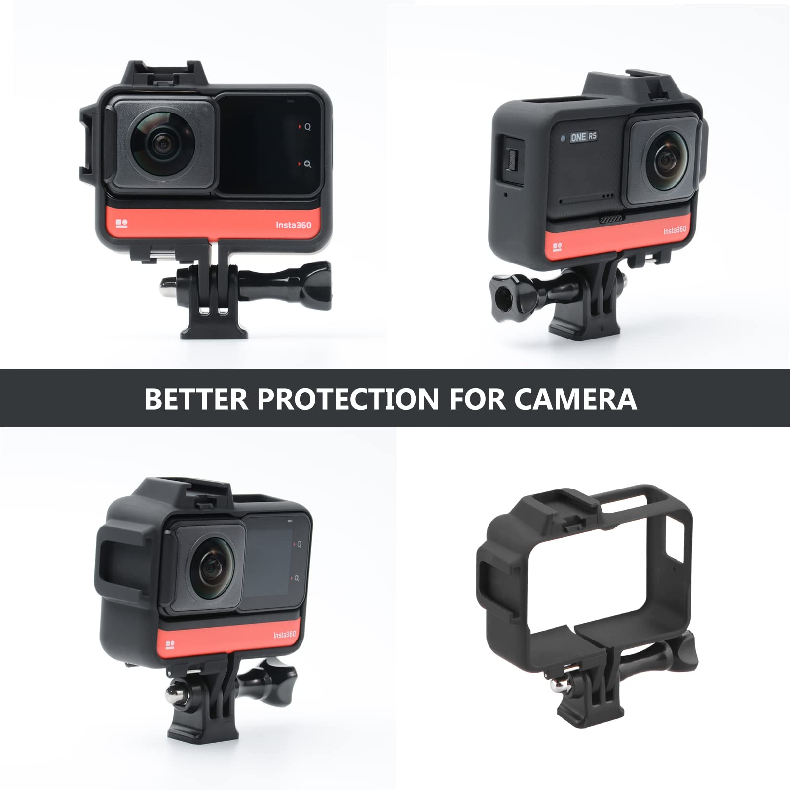 Cage de caméra pour caméra d'action Insta360 One R, boîtier de Protection pour caméra avec Adaptateur 1/4in et Chaussure Froide