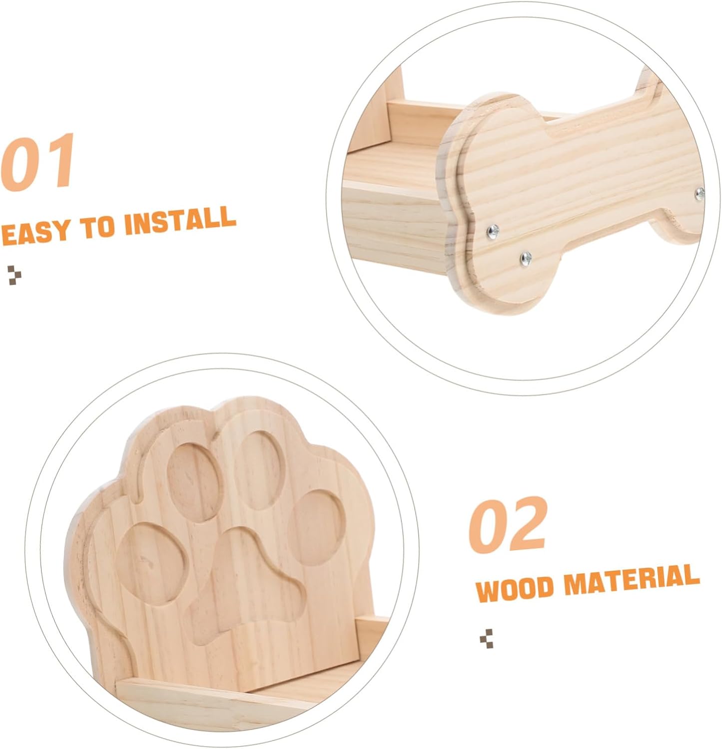 Happyyami Cozy Wooden Bed for Small Animals Sleeping Nest for Guinea Pigs and Chinchillas Easy to Assemble Design Beige