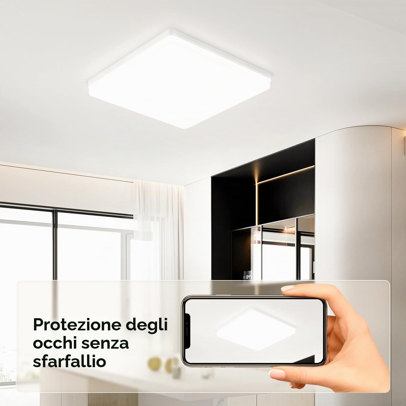 Plafoniera LED Soffitto Quadrata 48W, 4000K Lampada da Soffitto LED Moderno 4800LM, Plafoniera Luce Soffitto per Bagno Camera da Letto Cucina Soggiorno Balcone Ufficio, 30CM (Pack of 2)
