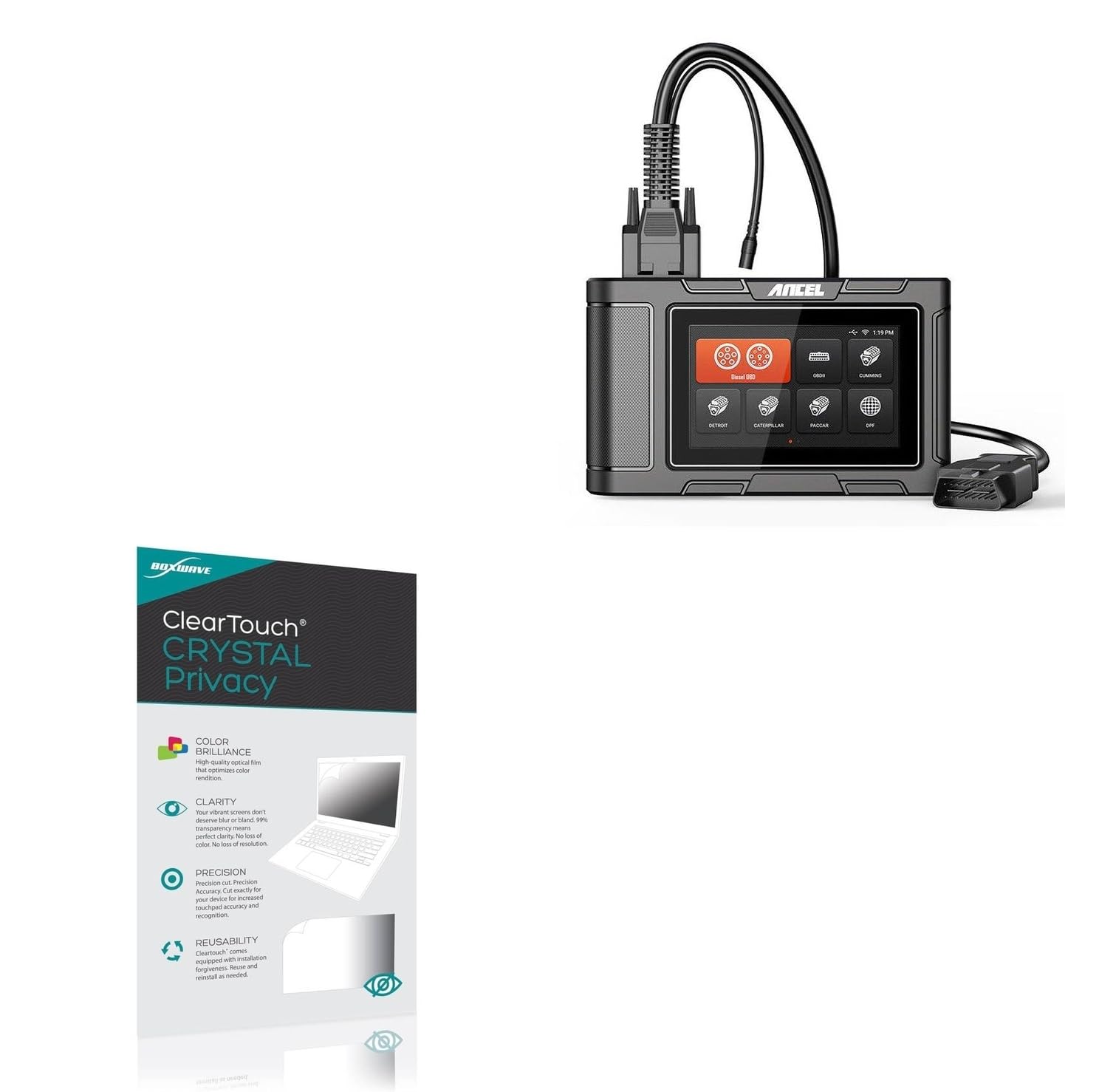 BoxWave Screen Protector Compatible with Ancel HD3400 (5 in) - ClearTouch Crystal Privacy (2-Pack), Privacy Screen Protector Flexible Film Clear